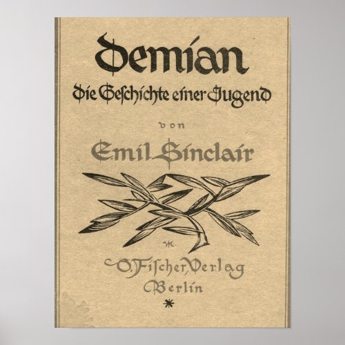 First edition cover of Demian 1919 Poster