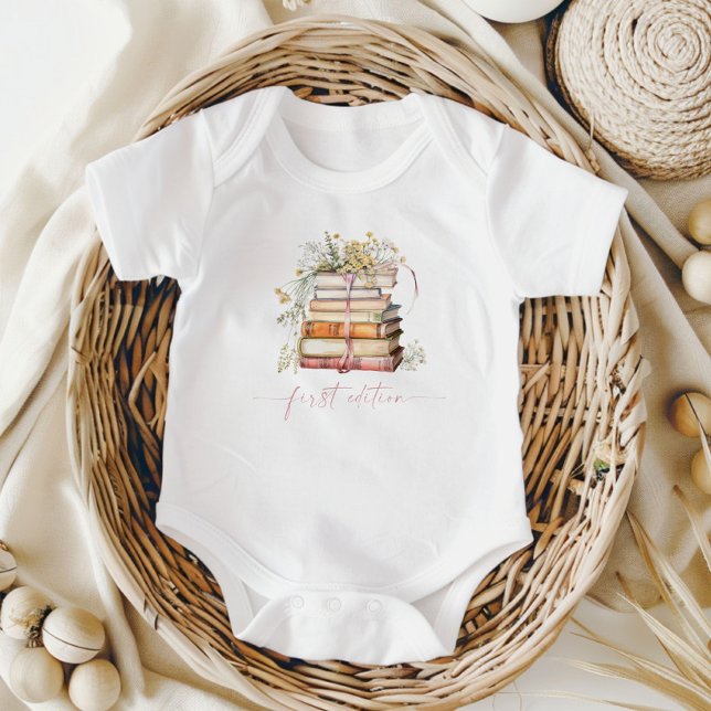 First Edition Storybook Baby Shower Books Floral Baby Bodysuit (Creator Uploaded)