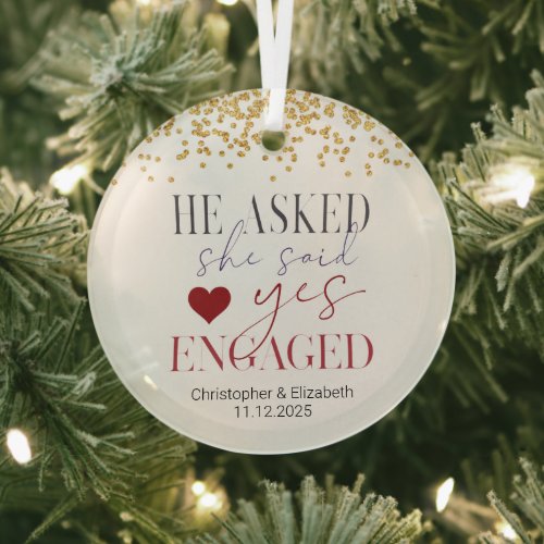 First Engaged To Be Married  Glass Ornament