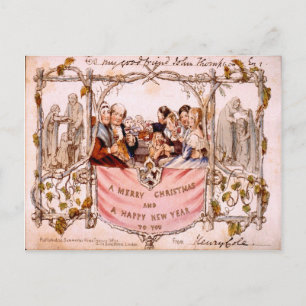 First ever Christmas card, England 1846 Holiday Postcard