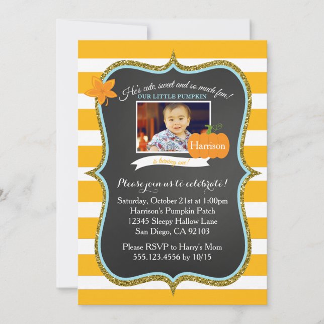 First Fall Little Pumpkin Birthday Invitation (Front)