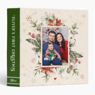First Family Christmas Holiday Baby Photo Album 3 Ring Binder
