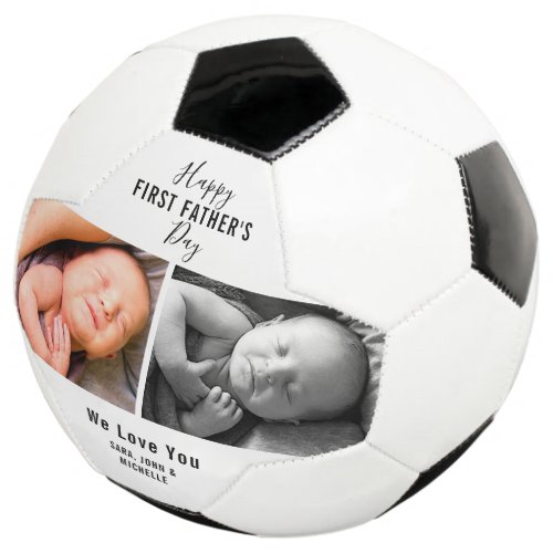 First Fathers Day 2 Photo Baby New Dad Name Soccer Ball