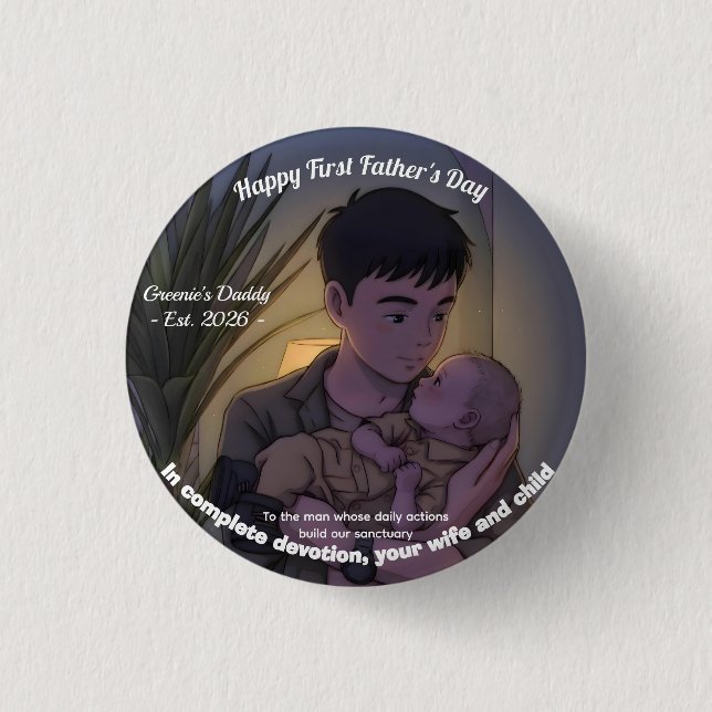 First Father’s Day Anime Style Night  Button (Front)