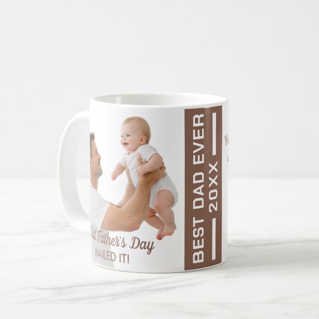 First Father’s Day Nailed It Personalized Keepsake Coffee Mug (Front Left)