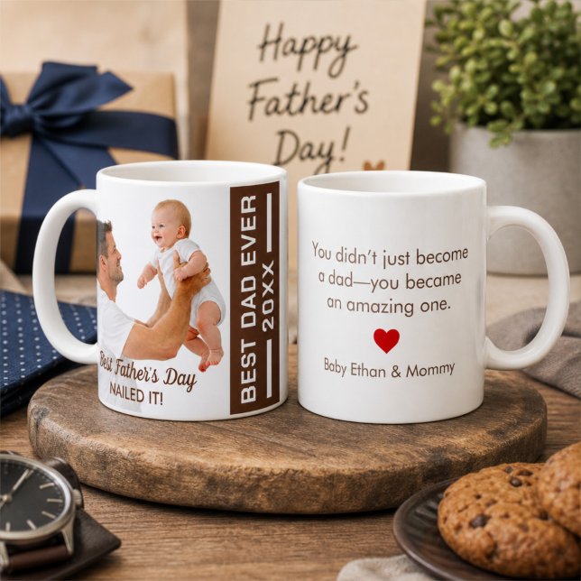 First Father’s Day Nailed It Personalized Keepsake Coffee Mug (Creator Uploaded)