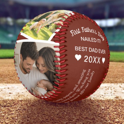 First Father’s Day Nailed It Personalized Photo Baseball