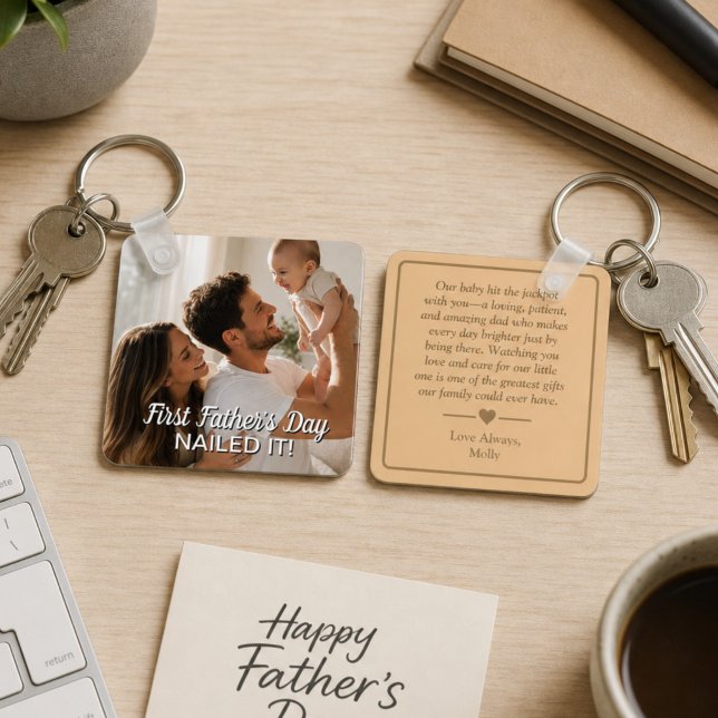First Father’s Day Nailed It Personalized Photo Keychain (Creator Uploaded)