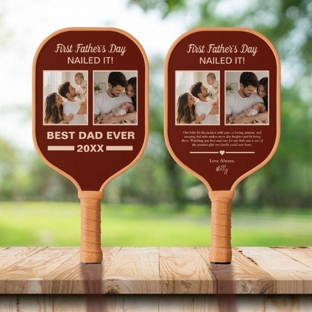 First Father’s Day Nailed It Personalized Photo Pickleball Paddle (Creator Uploaded)