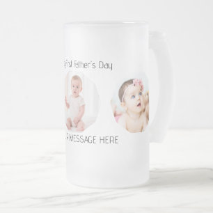 First Father’s Day Photo Frosted Glass Beer Mug
