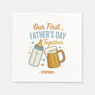 First Father’s Day Together – Beer & Baby Bottle Napkins