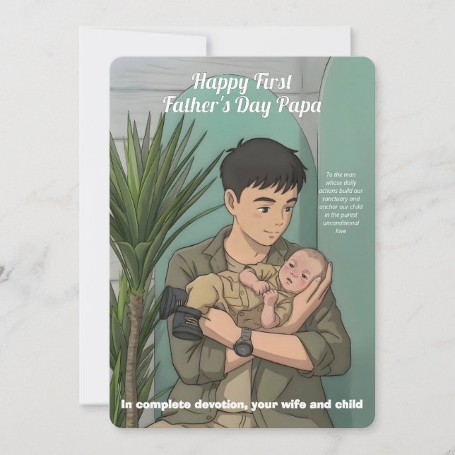 First Father’s Day Whimsical Anime Style Holiday Card (Front)