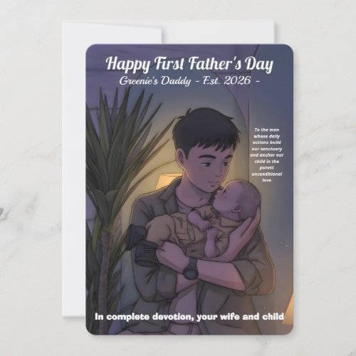 First Father’s Day Whimsical Anime Style Night Holiday Card