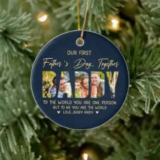 First Father’s Day with Daddy – Custom Photo Gift Ceramic Ornament