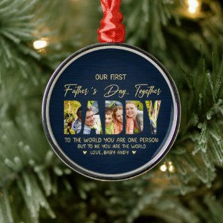 First Father’s Day with Daddy – Custom Photo Gift Metal Ornament