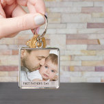 First Fathers Day 2025 Custom Dad and Baby Photo Keychain<br><div class="desc">Create your own unique photo keychain for the new dad's first father's day. A perfect opportunity to add a photo of dad and baby, just baby or all the family, as a lovely keepsake and a timeless treasure to enjoy every day. The template is set up ready for you to...</div>