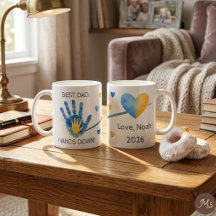 First Father's Day 2026 Blue Watercolor Handprint