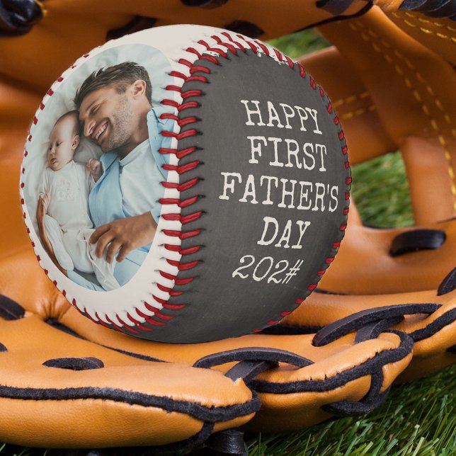First Father's Day 2 Photo Chalkboard Baseball (Creator Uploaded)
