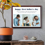 First Father's Day 3 Photo Collage Plaque<br><div class="desc">Photo collage with 3 of your favorite photos and your personalized text. All of the wording is editable and currently reads "happy first father's day .. you're a wonderful man and an amazing dad .. we love you all the word • [names]". The wording is lettered in modern bold headline...</div>