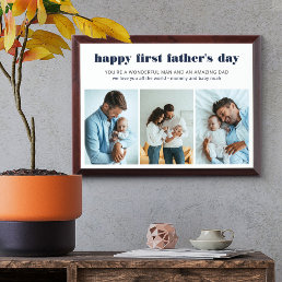 First Father&#39;s Day 3 Photo Collage Plaque