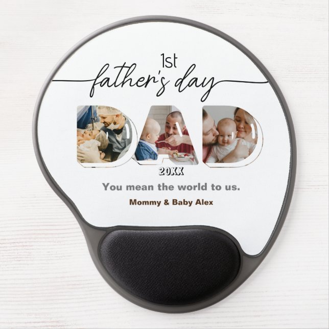 First Father's Day 3 Photos Collage  Gel Mouse Pad (Front)