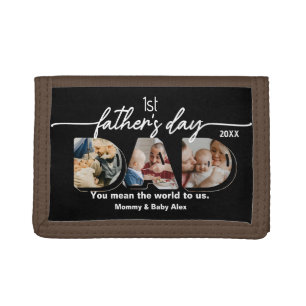 First Father's Day 3 Photos Collage Tri-fold Wallet