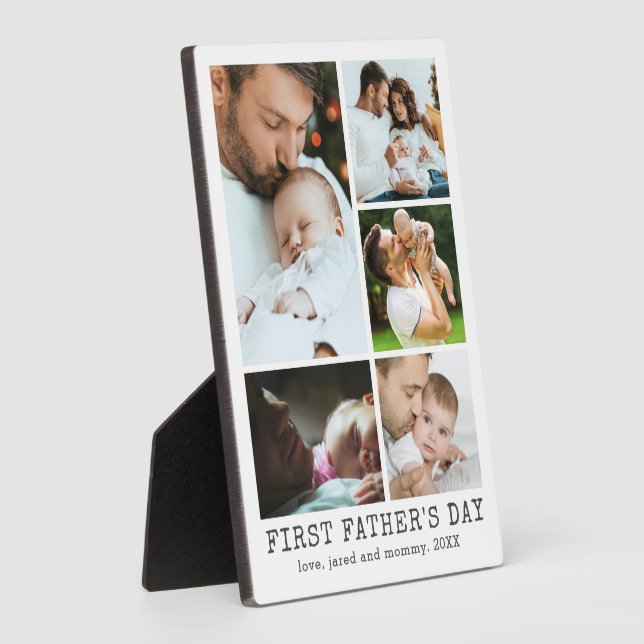 First Fathers Day 5 Photo Collage Plaque (Side)