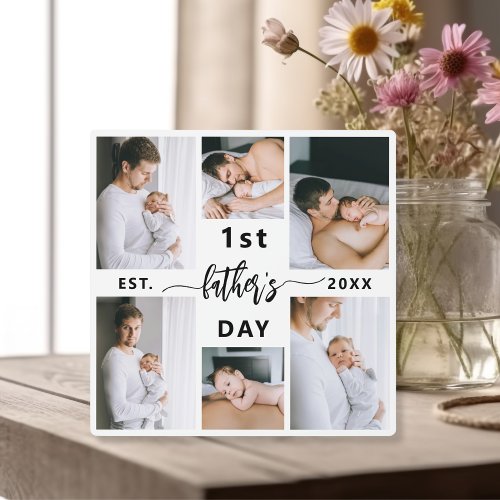 First Fathers Day 6 Photo Collage Plaque