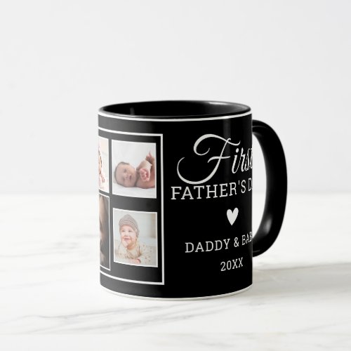 First Fathers Day 7 Photo Collage Black Mug