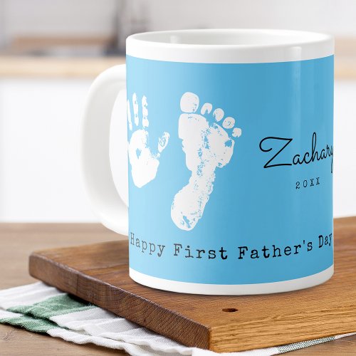 First Fathers Day Add Newborns Print Giant Coffee Mug