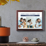 First Father's Day as Daddy Wood Photo Plaque<br><div class="desc">Happy First Father's Day wood photo plaque with 3 of your favorite photos. The wording is fully editable and currently reads "happy first father's day as [baby name's] daddy" and you can edit this to suit your occasion. This design has a color palette of white with dark navy blue typography....</div>