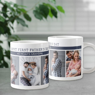 First Father's Day as Grandpa - 5 Photo Collage Giant Coffee Mug