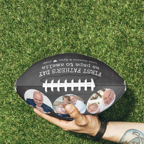 First Fathers Day as Papa Chalkboard 3 Photo Football