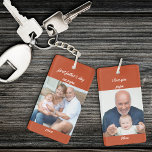 First Father's Day as Papa Orange 2 Photo Keychain<br><div class="desc">Photo keychain for a grandfather's first father's day. The photo template is set up for you to add 2 of your favorite pictures, which are printed one on each side, in square / instagram format. You could add maternity photos or sonogram / ultrasound image. The wording is fully editable and...</div>