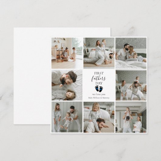 First Father's Day – Baby Footprints & Blue Hearts (Front/Back)