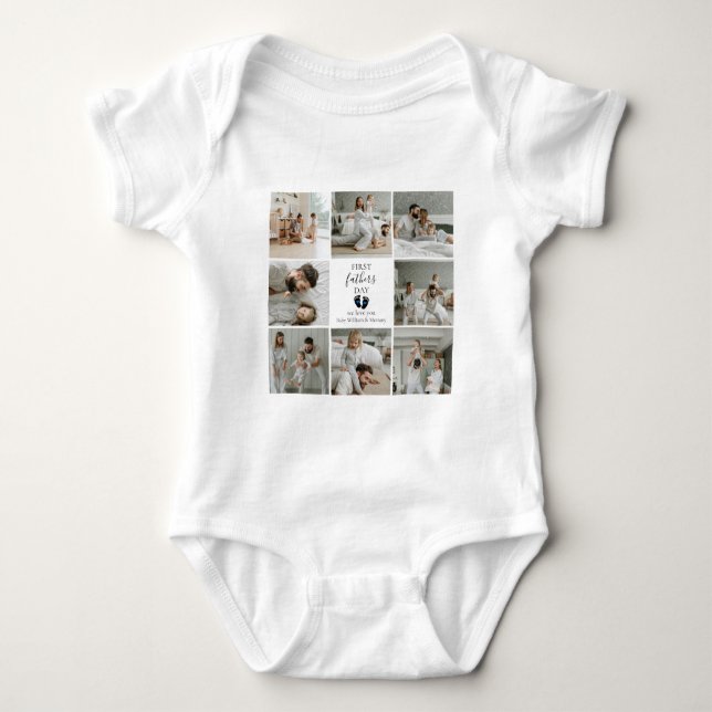 First Father's Day – Baby Footprints & Blue Hearts Bodysuit (Front)