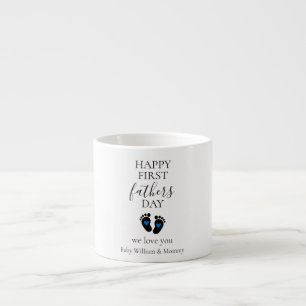 First Father's Day – Baby Footprints & Blue Hearts Espresso Cup