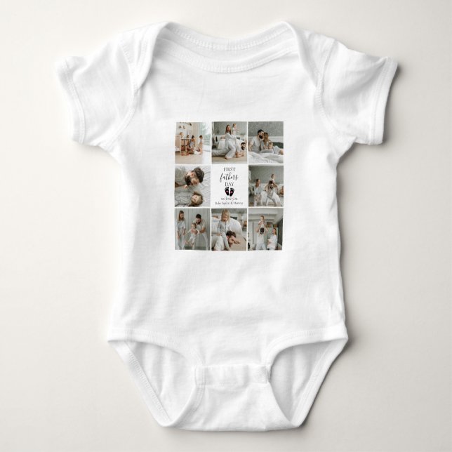 First Father's Day – Baby Footprints & Pink Hearts Baby Bodysuit (Front)