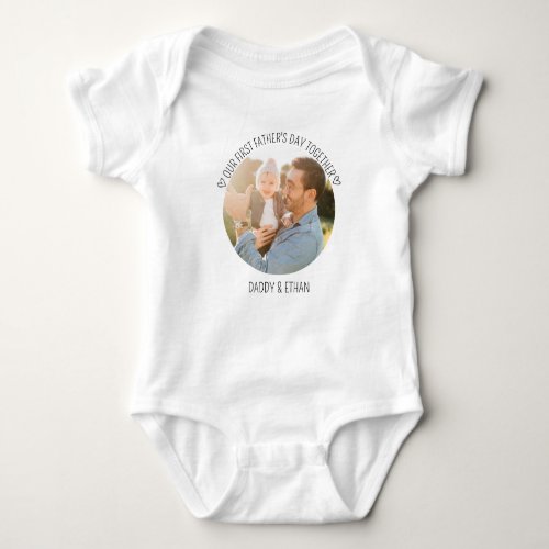 First Fathers Day Baby Photo and Name Baby Bodysuit