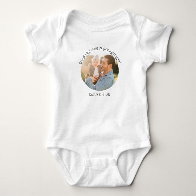 First Father's Day Baby Photo and Name Baby Bodysuit (Front)