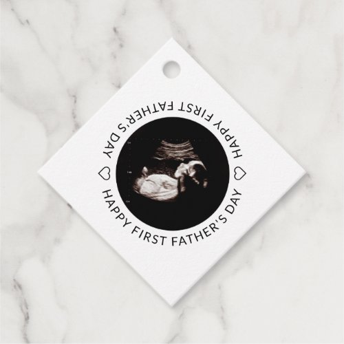 First Fathers Day Baby Sonogram Heart Photo Favor Tags