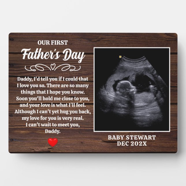 First Father's Day Baby Ultrasound Sonogram Plaque (Front)