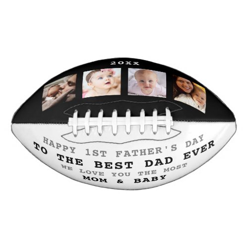 First Fathers Day Best Dad Ever 4 Photo Collage Football