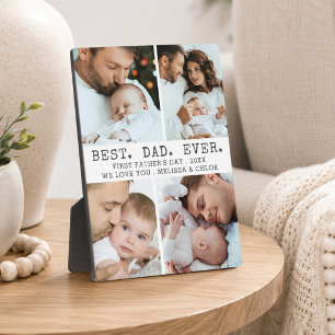 First Fathers Day BEST DAD EVER 4 Photo Collage Plaque