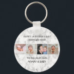 First Father's Day Best Dad Ever 4 Photo Marble   Keychain<br><div class="desc">Photo collage keychain as a special gift for first father's day. Personalize the Best Dad Ever keychain with 4 photos and custom message.</div>