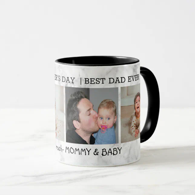 First Father's Day Best Dad Ever 4 Photo Marble Mug | Zazzle