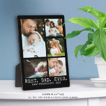 First Fathers Day BEST DAD EVER 5 Photo Collage Plaque<br><div class="desc">Create a father's commemorative keepsake photo collage display of five photos with an editable title and your personal message in your choice of colors and text font styles. The sample suggests BEST DAD EVER and FIRST FATHER'S DAY and year in black and white. PHOTO TIP: Choose photos with the subject...</div>