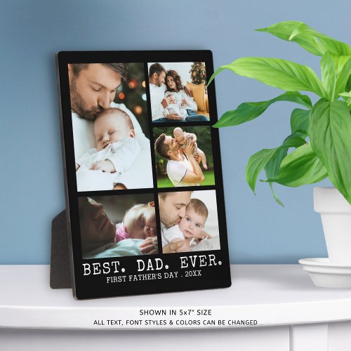 First Fathers Day BEST DAD EVER 5 Photo Collage Plaque