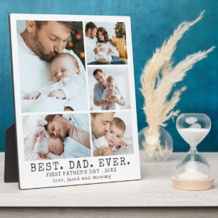 First Fathers Day BEST DAD EVER 5 Photo Collage Plaque
