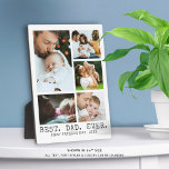 First Fathers Day BEST DAD EVER Photo Collage Plaque<br><div class="desc">Create a commemorative photo collage of five photos with an editable title (sample is BEST. DAD. EVER.) and a second line of text for your personal message (the sample suggests FIRST FATHER'S DAY) in a charcoal gray classic type. PHOTO TIP: Choose photos with the subject in the middle and/or pre-crop...</div>